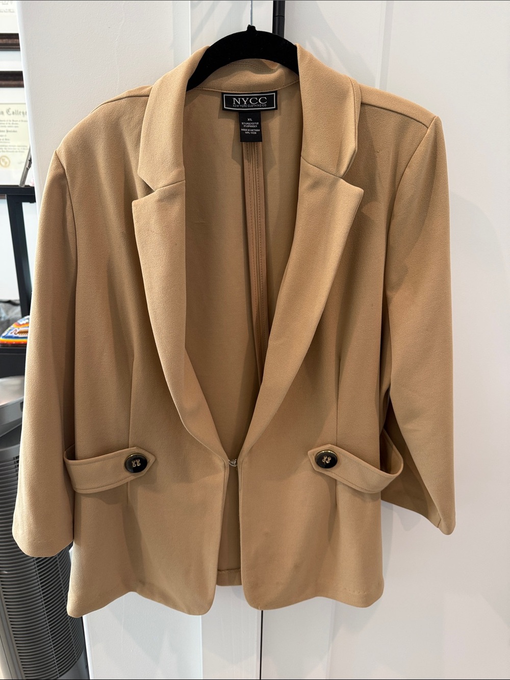 NYCC Camel Tan Open-Front Blazer Jacket